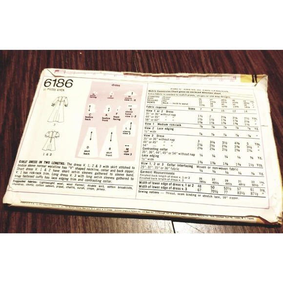 Dress High Waist V Neck Collar Girls Size 8 Simplicity 6186 Sewing Pattern - Picture 2 of 7